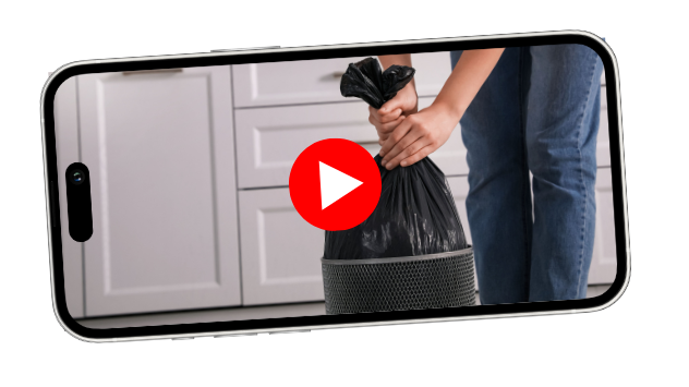Iphone showing video of someone takign out trash.
