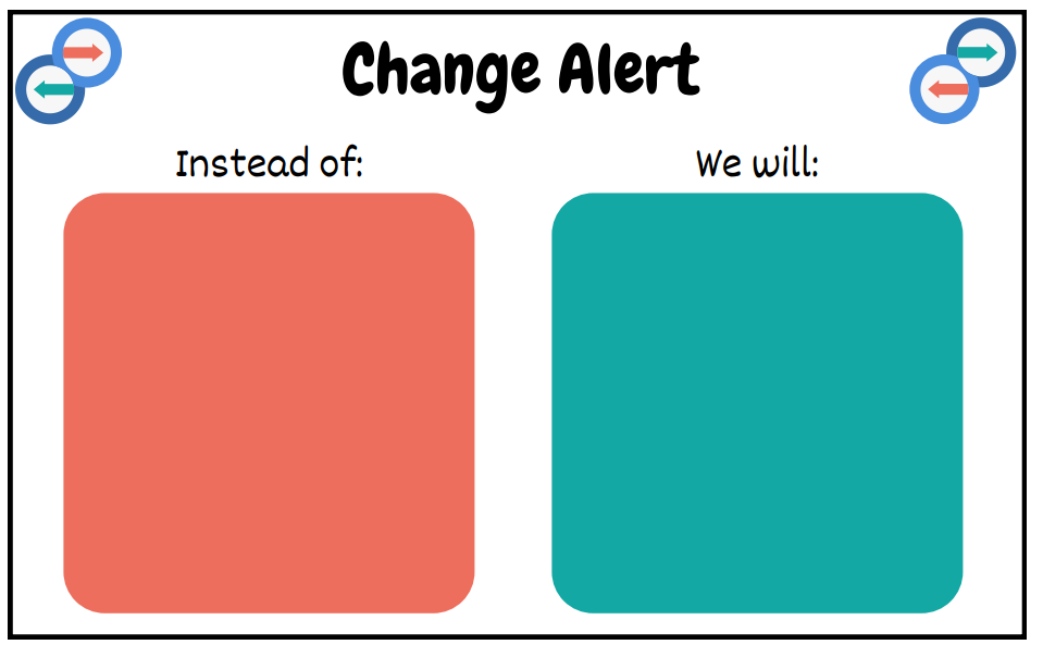 Change Alert visual support showing "Instead of: Blank" "I will: Blank"