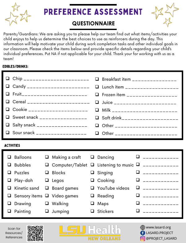 Preference Assessment Questionnaire